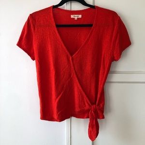 Madewell Red Wrap Blouse
